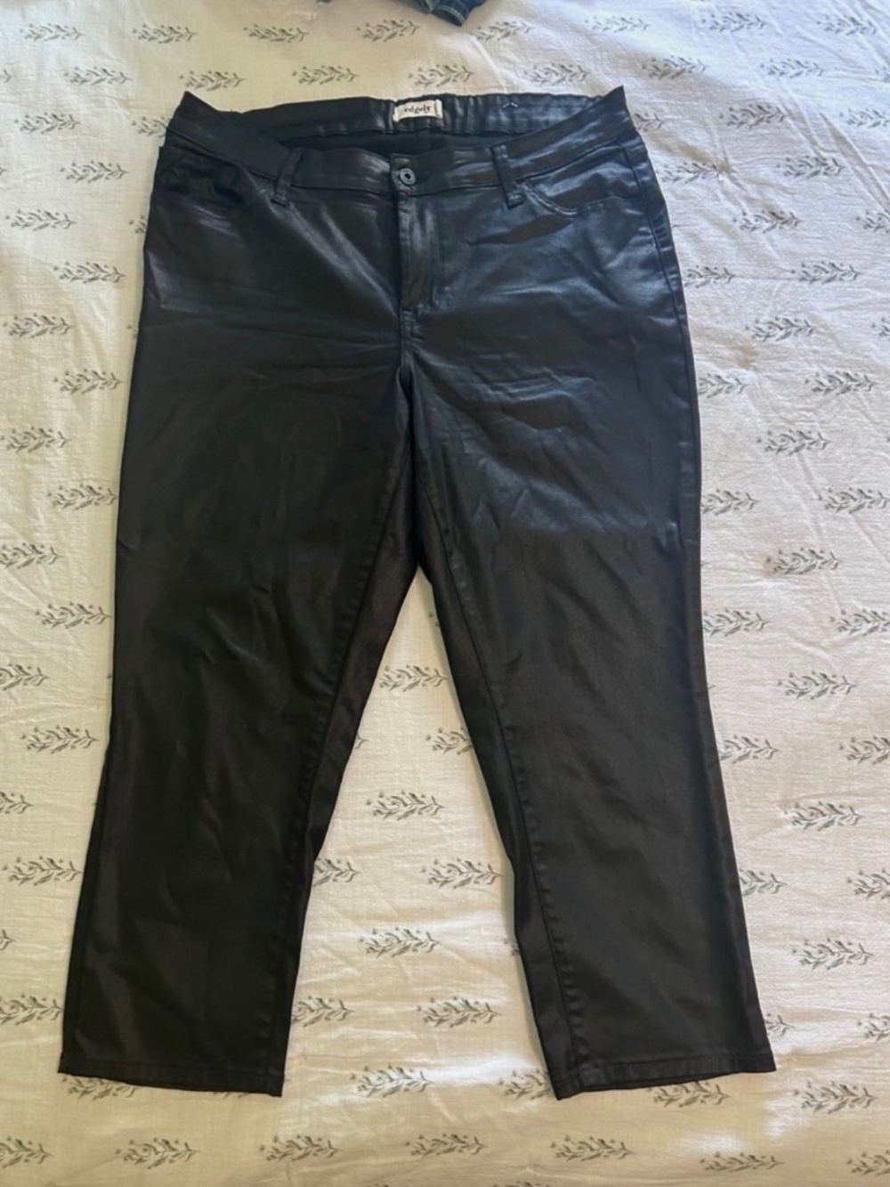 Womens Maurices Faux Leather Skinny Pant Black Size 16W Short Length EUC